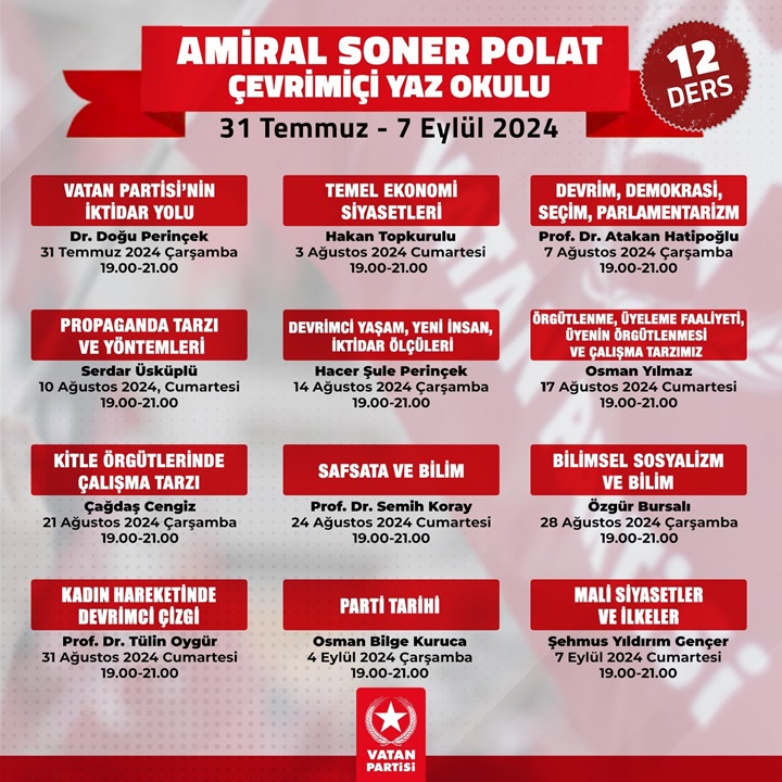 Amiral Soner Polat Yaz Okulu Programı