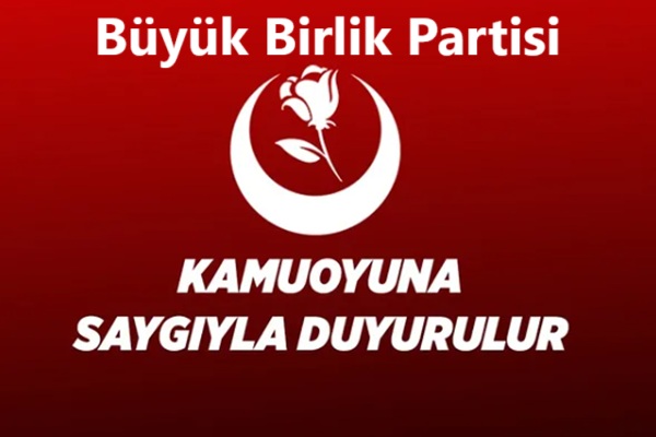 BBP kamuoyuna duyurulur