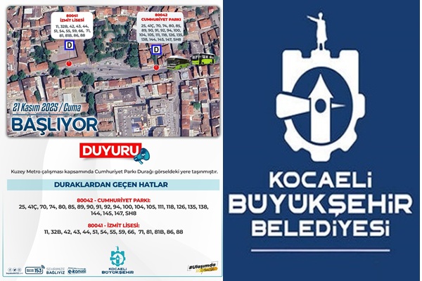 Cumhuriyet Parkı otobüs durağının yeri değiştirildi