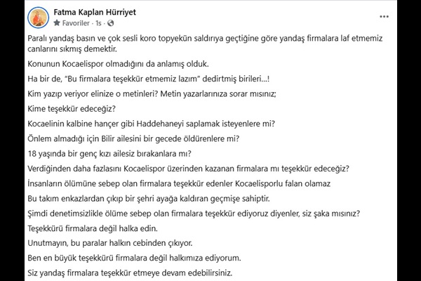 Fatma Başkan’dan yandaşlara sert tepki