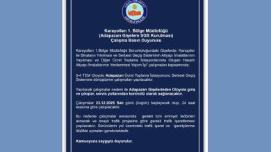 Karayolları 1. Bölge Müdürlüğü (Adapazarı Gişelere SGS Kurulması) Çalışma Basın Duyurusu
